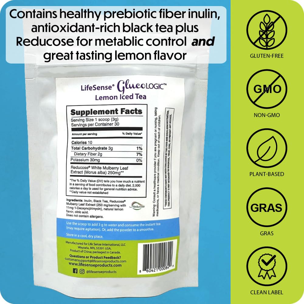 LifeSense GlucoLogic Functional Tea – Post-Meal Glycemic Spike Support | White Mulberry Leaf Premium Tea Blend | Smart Carb-Blocker, Reduce Hunger & Cravings, Keto-Friendly (90 grams/30 servings)