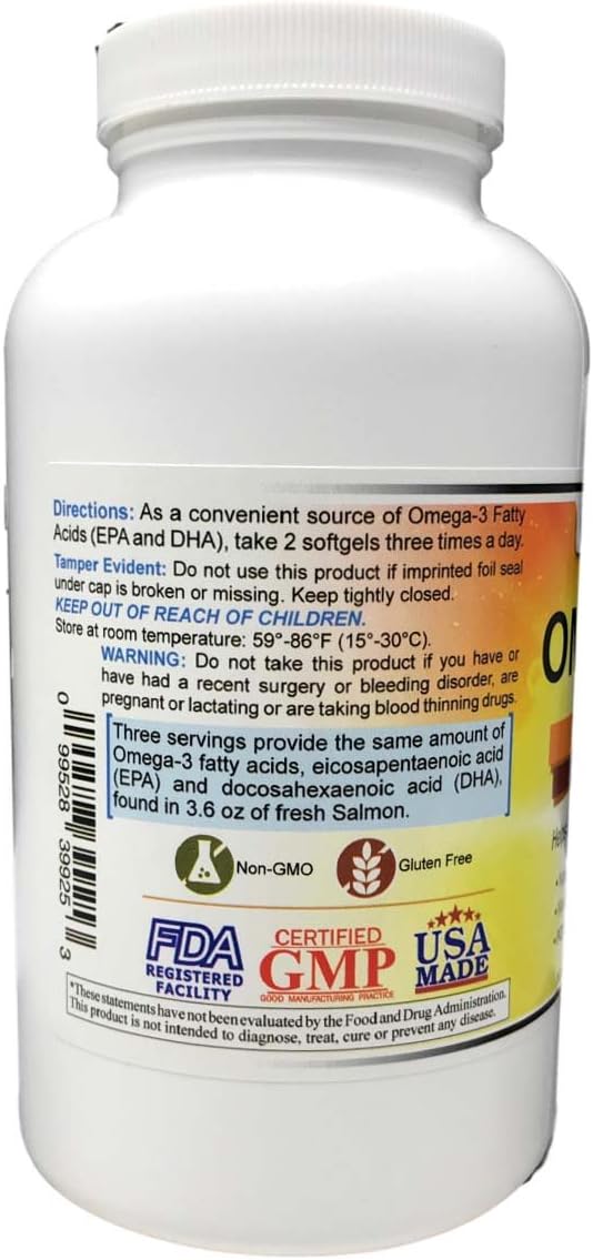 Wonder Labs Omega-3 Marine Lipid Concentrate A Natural Source of Omega-3 Fatty Acids, Supports Heart Health and Circulation - 250 Softgels