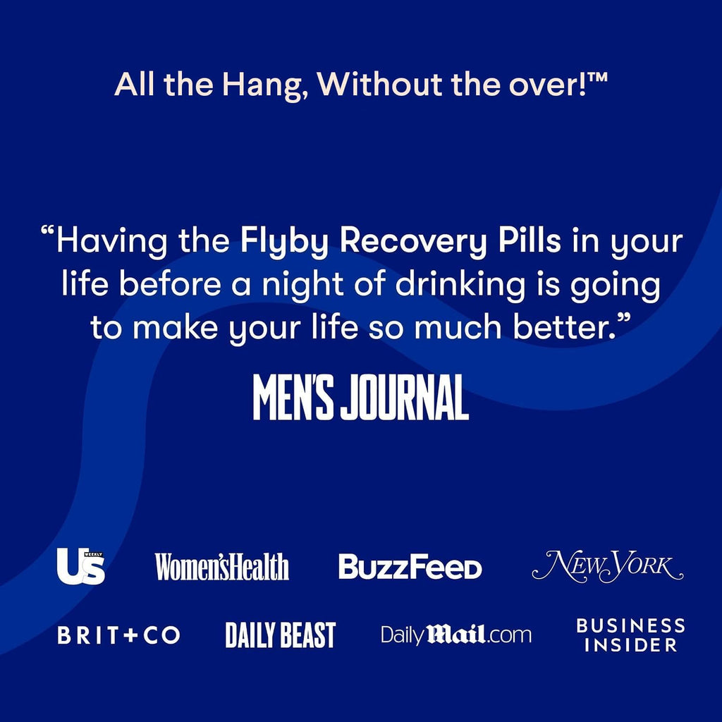 Flyby Recovery Supplement - All The Hang, Without The Over!™ - with Milk Thistle, Vitamin C, Activated Charcoal, and Apple Cider Vinegar - Pre & Post Drinking Formula (20 Count)