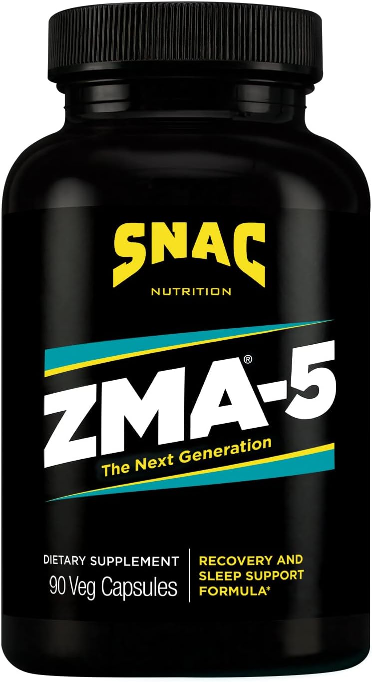SNAC ZMA-5 Sleep Aid Supplement, Promote Muscle Recovery & Growth, Immune Support, & Restorative Sleep with Zinc, Magnesium & 5-HTP, Post Workout, Before Bed ZMA Supplements 90 Veggie Capsules
