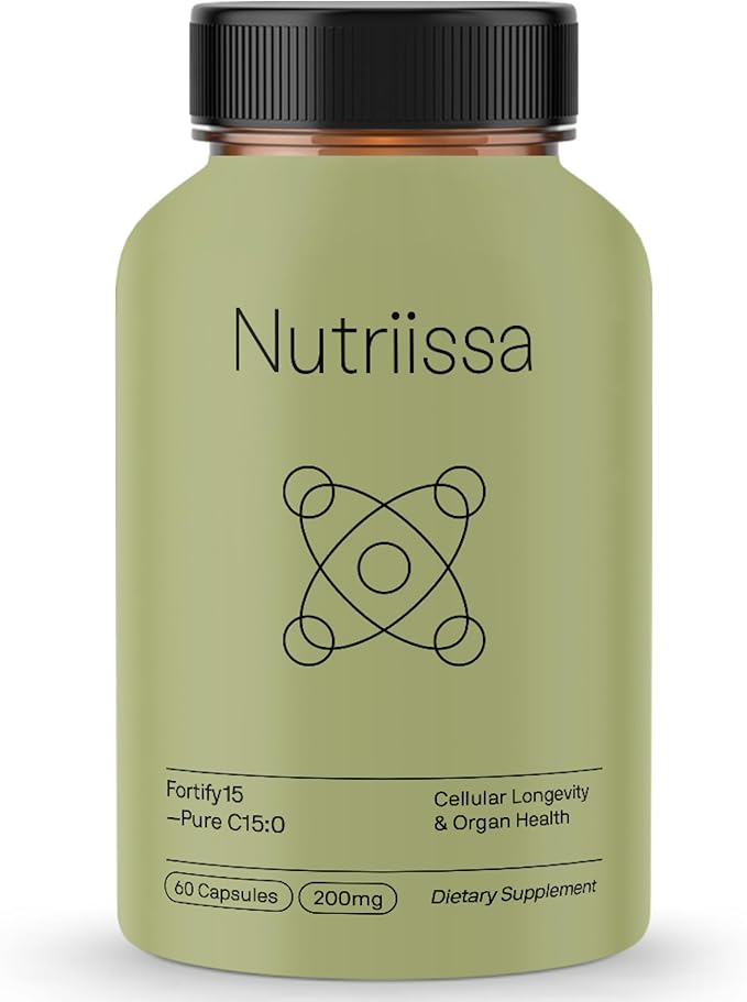 Nutriissa Fortify15 - Pure C15:0 Supplement - Cellular Longevity & Organ Health - 200mg - EPEB Certified for Purity & Potency - 60 Vegan Capsules