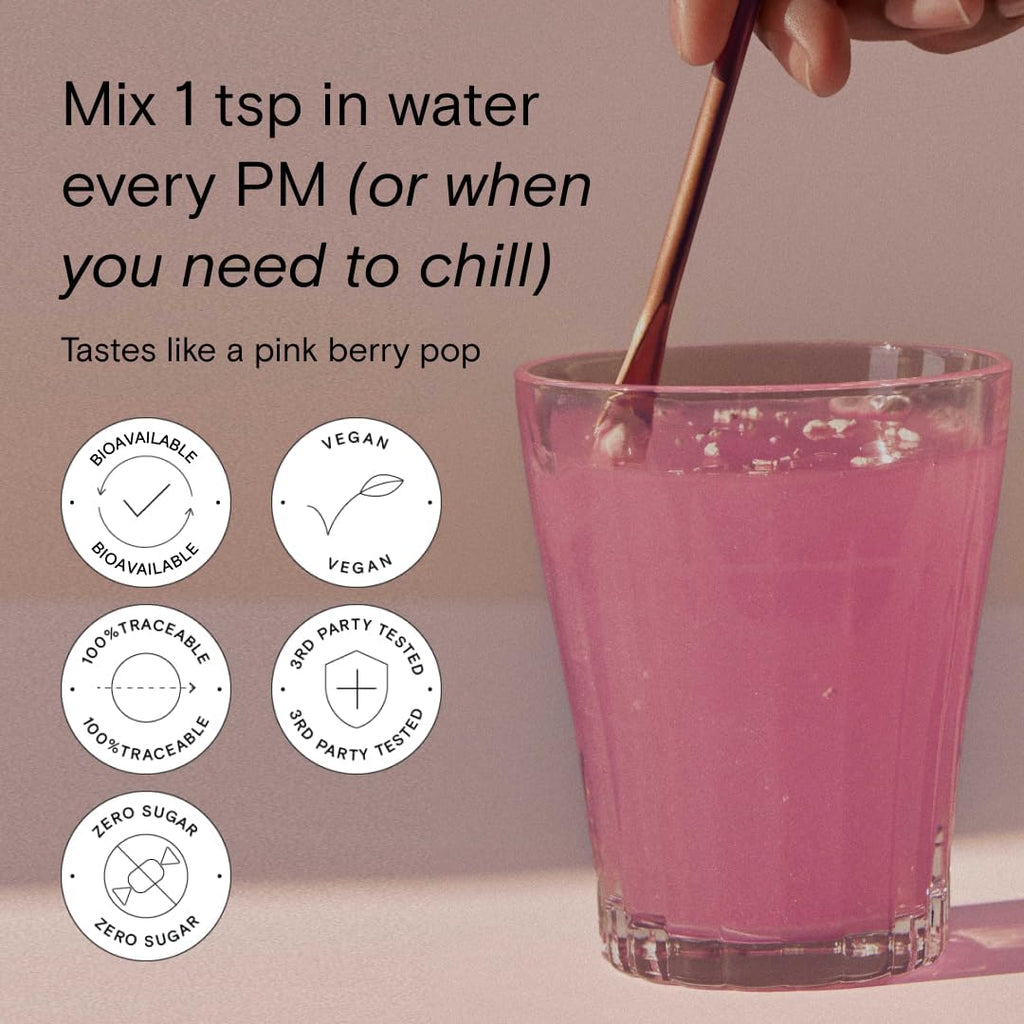 Moon Juice - Magnesi-Om, Berry - Jar (30 Servings) - Support Brain Health & Rest - Magnesium Powder - L-Theanine - Regularity - Glass Bottle - 100% Traceable - Vegan & Non GMO - 4.2oz