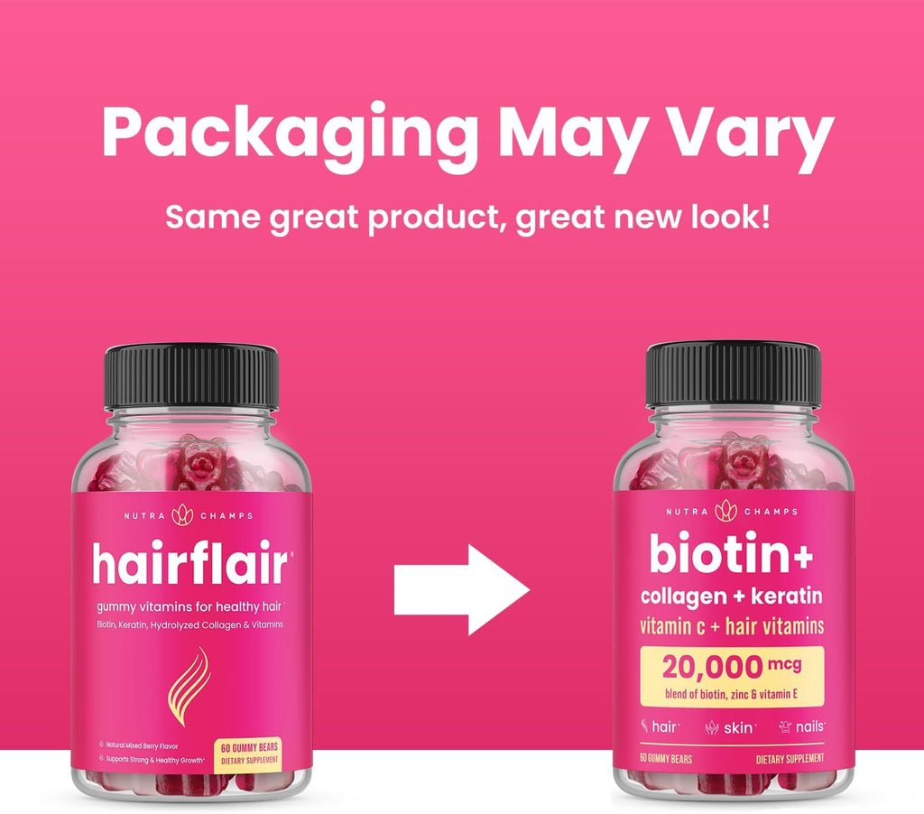 NutraChamps Hair Skin & Nails Gummies | Biotin with Collagen & Keratin | 5000mcg Biotin Beauty Complex | Vitamin Supplement for Women & Men | Berry | Healthy Hair, Radiant Skin & Strong Nails