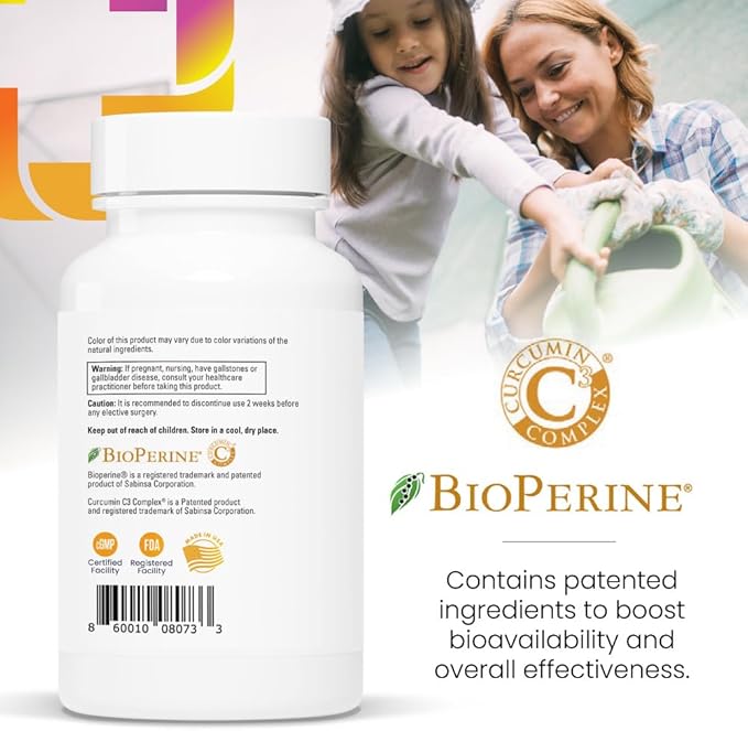 Turmeric Curcumin Supplement 60 Servings - Supports Joint Health | BioPerine Black Pepper Extract with 500mg Capsules, Curcuminoids 475mg | Helps Liver Function, Digestion & Better Absorption