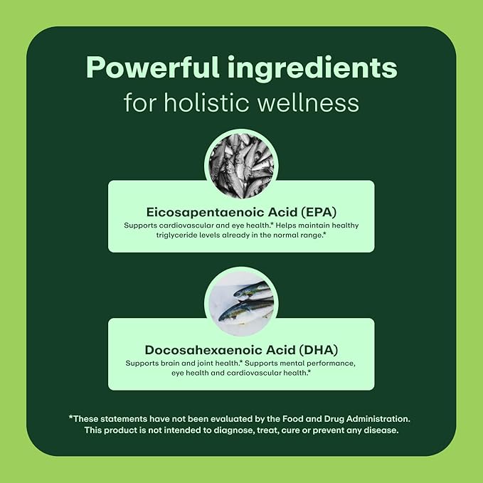 Omega-3 Fish Oil Supplement | Supports Heart and Eye Health | 450mg EPA, 300mg DHA | Promotes Brain Function | Ideal for Daily Wellness Routine | Omega 3 Fatty Acid | 60 Softgel Capsules