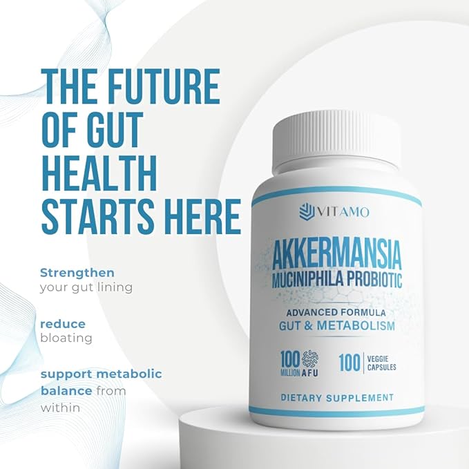 Vitamo Akkermansia Muciniphila Probiotic Supplement - 100 Million AFU, GLP-1 Activator for Weight Loss Support - Metabolic & Digestive Health for Men & Women – Made in USA – 100 Capsules