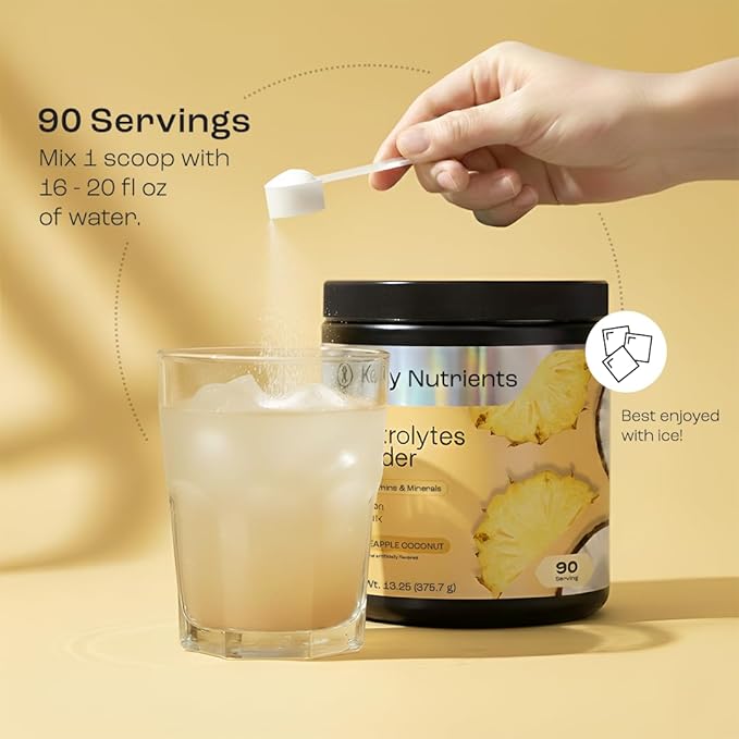 KEY NUTRIENTS Multivitamin Electrolytes Powder No Sugar - Tropical Pineapple Coconut Electrolyte Powder - Endurance & Energy Supplement - Hydration Powder - No Calories - 90 Servings - Made in USA