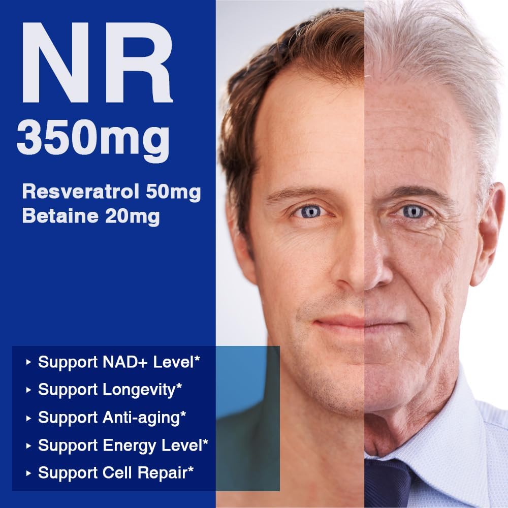 Lovita NR (Nicotinamide Riboside) 350 mg, NAD Supplement with Trans-Resveratrol and Betaine, Promote NAD Plus Levels, Healthy Aging, 30 Vegan Enteric-Coated Capsules