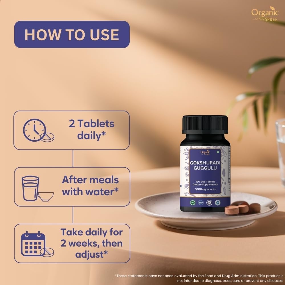 Gokshuradi Guggulu 120 Tablets - May Support Urinary, Bladder Health* - Ayurvedic Formulation - Certified and Vegetarian (1)