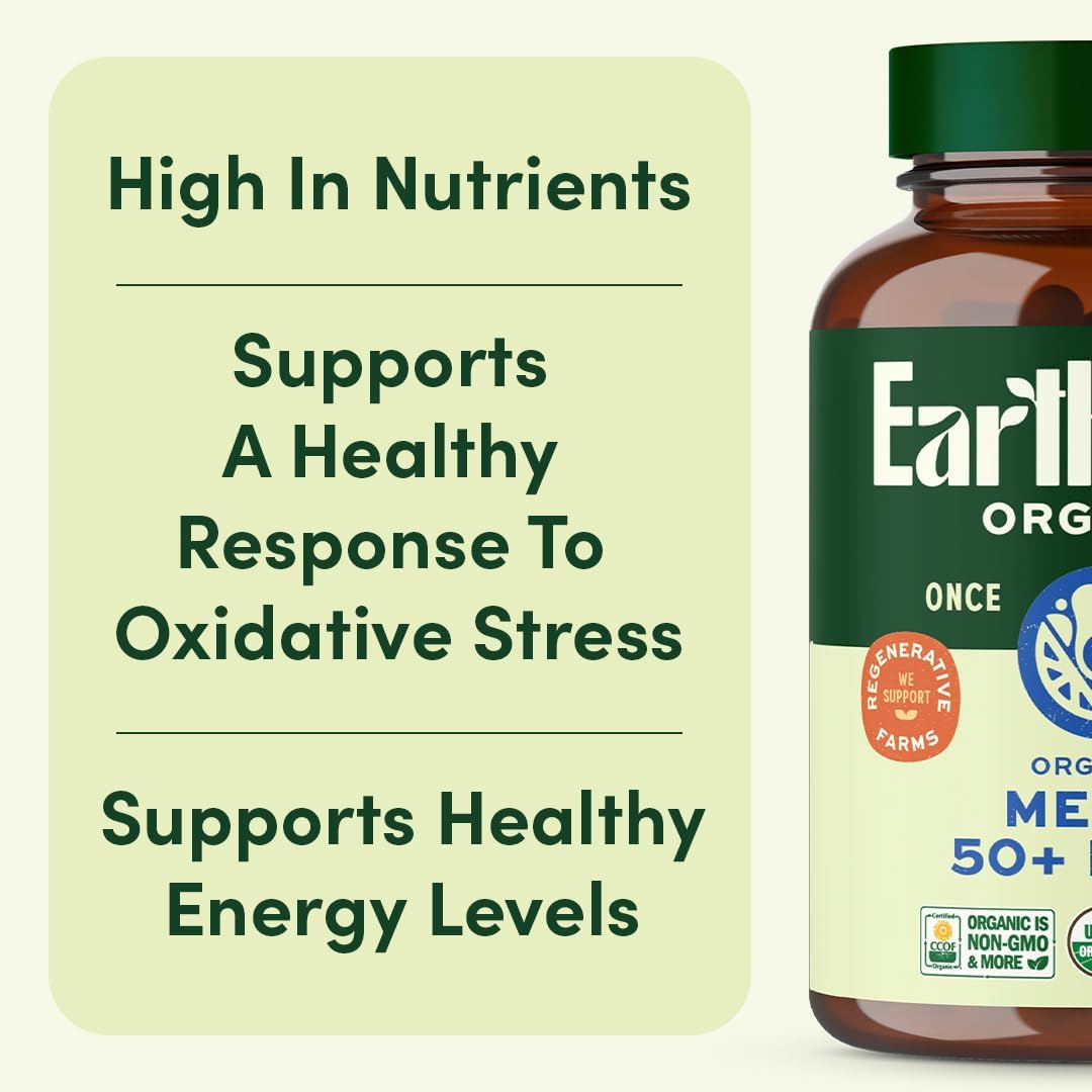 Once Daily Multivitamin for Men 50+, 19 Vitamins from Herbs & Superfoods, Supports Prostate Health, Energy Levels, and Strong Bones, 60 Count