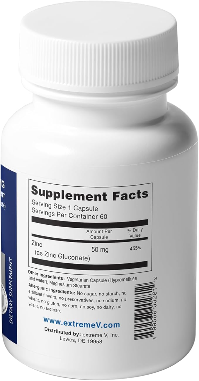 Gluzin - Zinc Gluconate, 50 mg, 60 Capsules