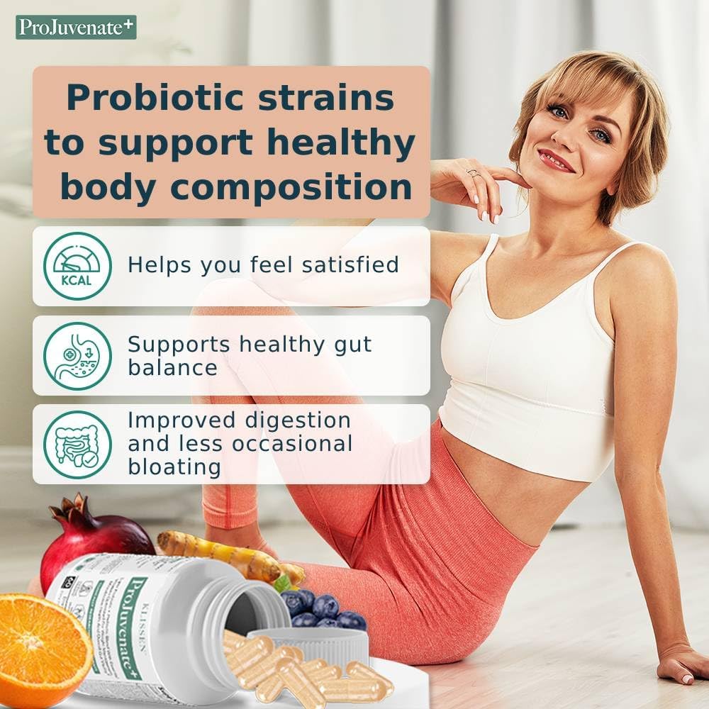 ProJuvenate+ Probiotic Weight Management for Women, Supports Gut & Digestive Health, Helps with Occasional Bloating, Healthy Metabolism & Immune Support, 70 Billion CFU & Prebiotics (60 Count)