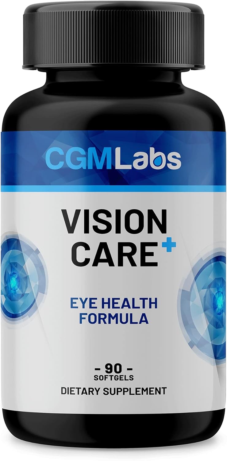 Vison Care Plus - Complete Dietary Supplement for Your Vision- Lutein 20mg, Zeaxanthin, Vitamin A, Bilberry Extract - 90 Softgels by CGM Labs