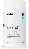 Mida Health® Zenful Sleep 6-in-1 Natural Sleep Aid for Adults Without Melatonin | Deep Sleep Supplement with Ashwagandha KSM-66® and Venetron® | Supports Cortisol Balance | 90 Capsules