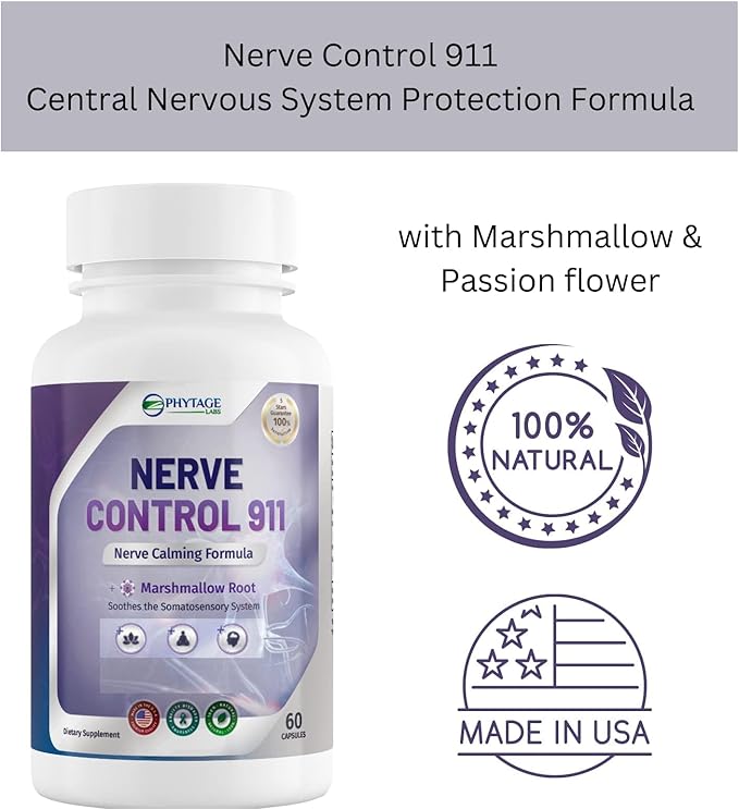 Nerve Control 911 - Natural Plant Based Nerve Health Supplement Capsules- 2 Pack
