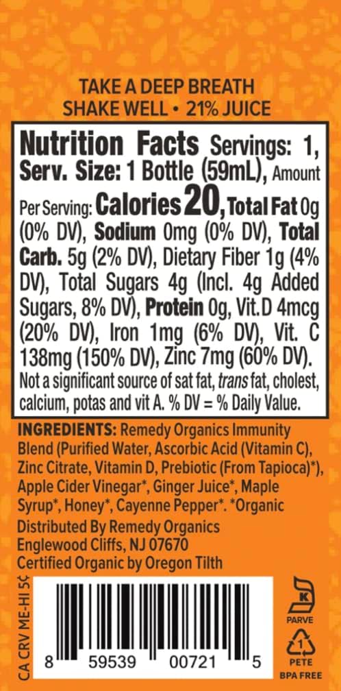 Remedy Organics Immunity Plus Shot, Digest 12-Pack | Boost Energy, Brain Function, Detoxification, and Metabolism | Certified-Organic Ingredients