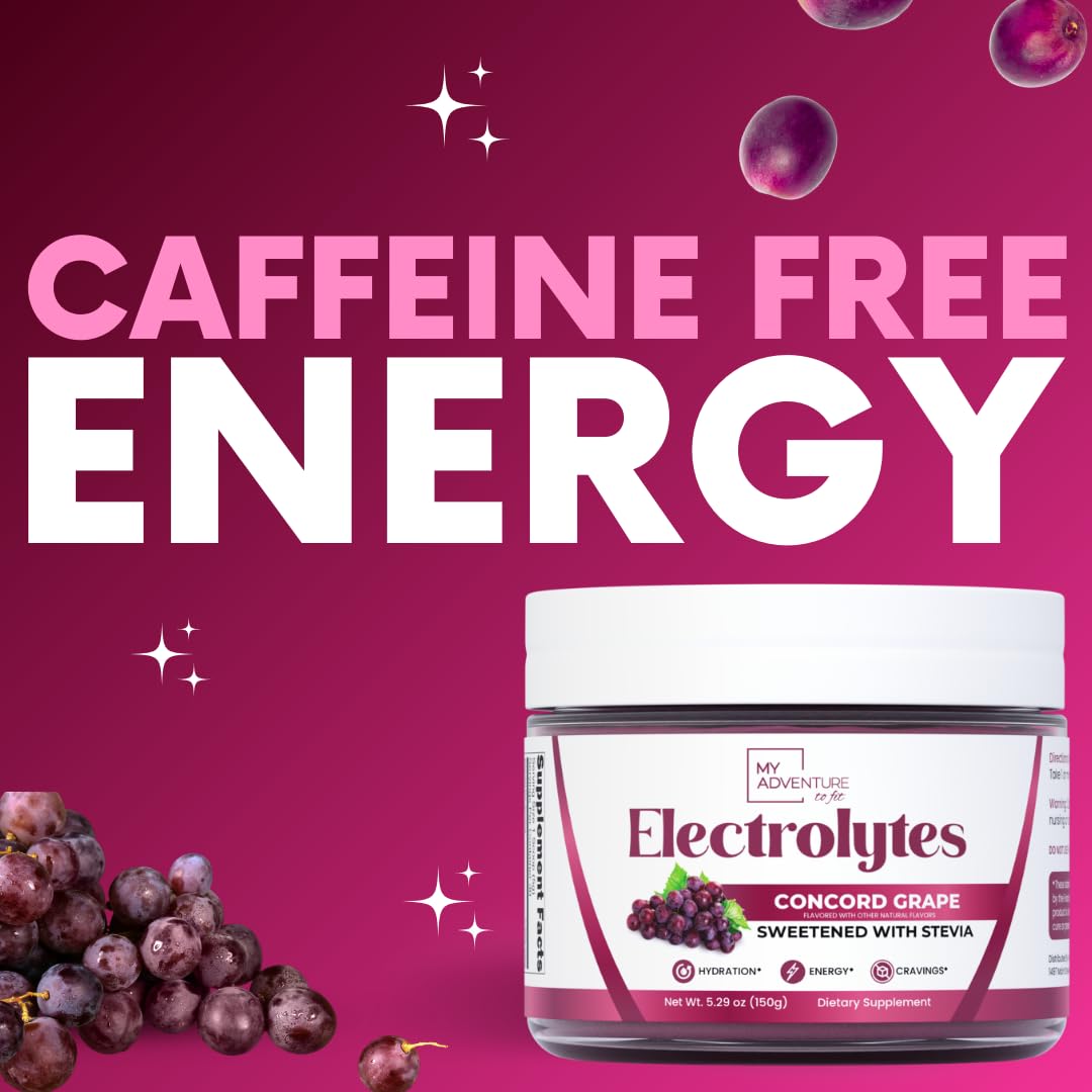 Zero Sugar - Concord Grape Electrolytes Powder - Very Refreshing Hydration - Caffeine Free Energy with All Natural Ingredients - Vegan, Keto & Paleo - Sugar Free Electrolytes Drink Mix - 30 Servings