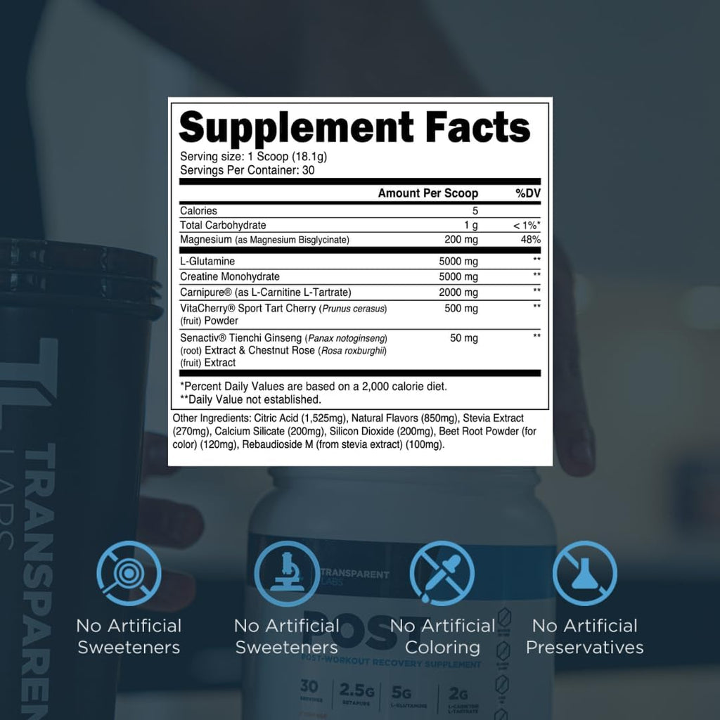 Transparent Labs Post - Post-Workout Recovery Muscle Builder with L-Glutamine, Beta-Alanine and BetaPure Betaine Anhydrous for Muscle Recovery and Muscle Building - 30 Servings, Strawberry Lemonade