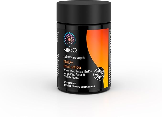 MitoQ NAD+ Dual Action Supplement | Niacin (Niacinamide), Nicotinamide Riboside (NR), Resveratrol & PQQ | Supports Cellular Energy | 60 Capsules