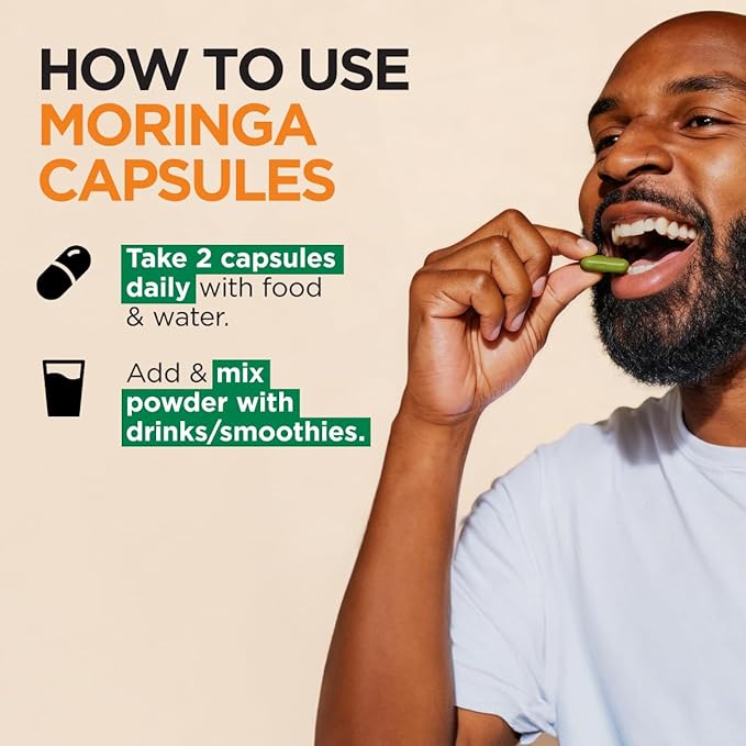 Gya Labs Moringa Capsules - 300 Capsules - Pure Moringa Powder for Energy, Skin, Immune & Gut Health - Green Superfood from Moringa Leaf Powder - Non-GMO, Additive-Free