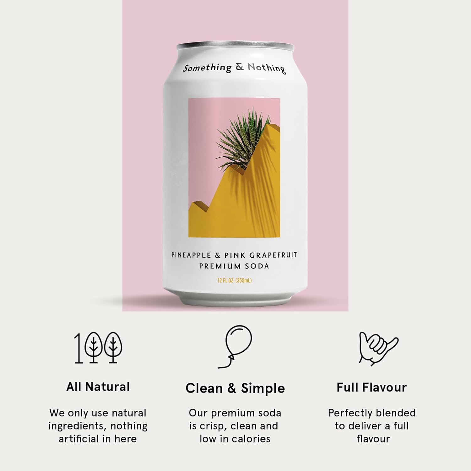 Something & Nothing Pineapple & Pink Grapefruit Flavoured Sparkling Water | Lightly Carbonated, Full Flavoured with Grape & Lemon Juice | Vegan & Low Calorie Soda | 12 Fl Oz Cans (Pack of 12)