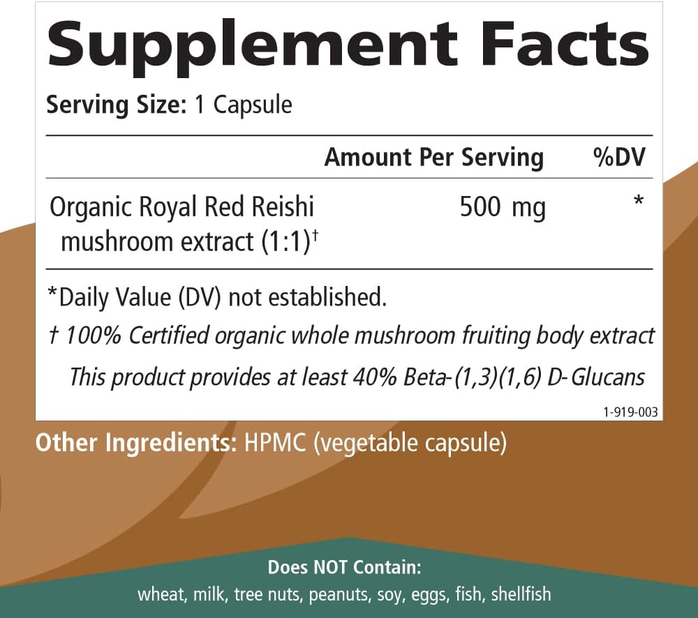PURE ESSENCE LABS MyPure Reishi Organic Mushrooms Supplement - 100% Real Mushroom Extract for Immune Support, Stress Relief, Build Energy (30 Capsules)