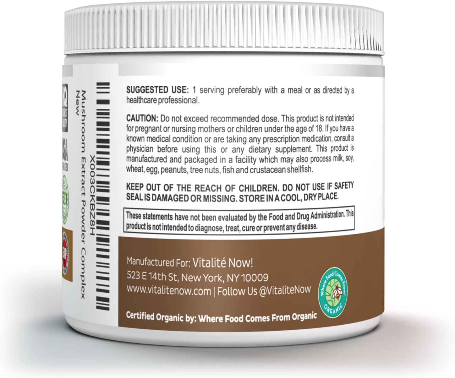 Organic 11 Mushroom Powder - USDA Certified - Lion's Mane, Reishi, Cordyceps, Maitake, Shiitake, Turkey Tail, Chaga, Zhuling, Wood Ear, Poria Cocos, Hime-Matsutake - Immunity & Energy, No filler