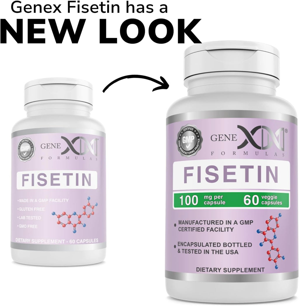 Genex Formulas Fisetin 100mg/Serving (60 Capsules) - Antioxidant That Supports Healthy Aging, Brain Wellness & Cognitive Health - Non-GMO, Gluten Free, Vegetarian - 2 Month Supply