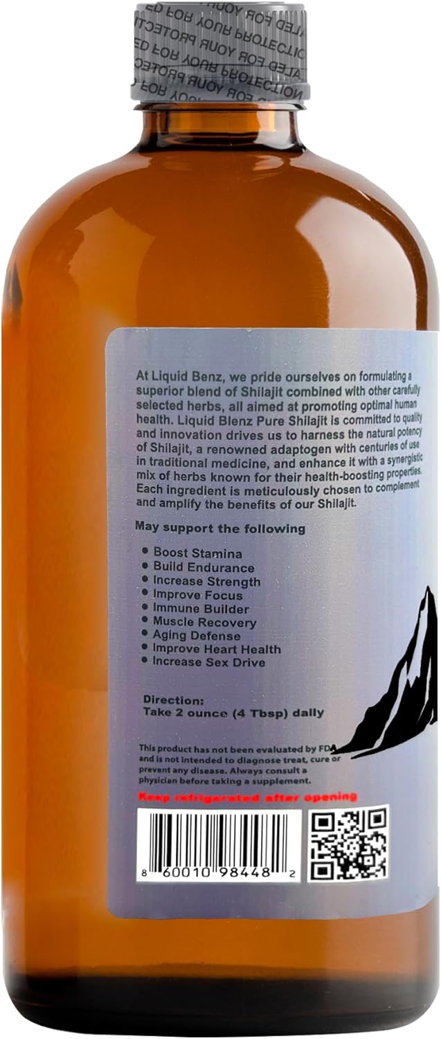 Pure Shilajit Tonic | Natural Energy & Vitality Support | Herbal Supplement for Strength & Wellness | 16 fl oz