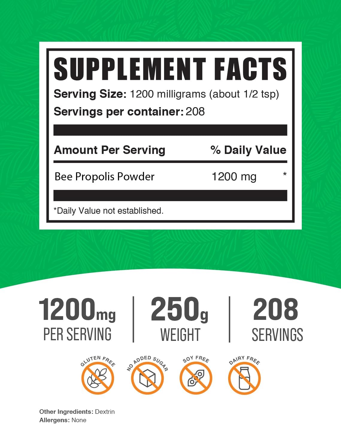 BulkSupplements.com Bee Propolis Powder - Bee Propolis Supplement, Superfood Supplement - Natural & Gluten Free, 1.2g per Serving, 250g (8.8 oz) (Pack of 1)