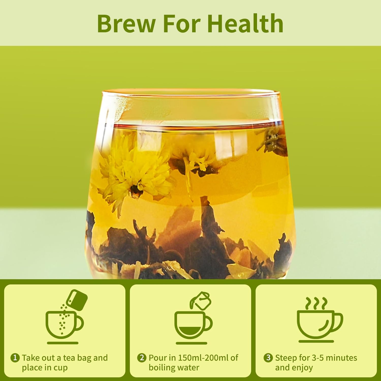 Dandelion Wolfberry Tea, Natural Kidneys & Liver Health Dandelion Root Tea with Dandelion, Wolfberry, Cassia Seed, Chrysanthemum, Licorice, Orange Peel, Gardenia (3 Pack/36 Bags)
