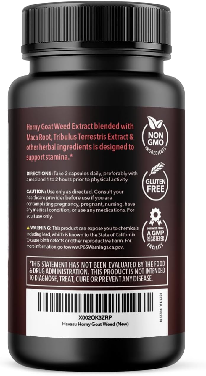 Unisex Horny Goat Weed Capsules for Men & Women - Extra Strength Performance & Energy Support with Tongkat Ali, Muira Puama, and Saw Palmetto - 10 Count - Herbal Supplement for Increased Endurance