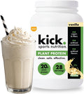 Kick Plant Protein Powder, Vanilla Flavor, 20 G Protein, Gluten Free Workout Supplement with Aminos Acids to Support Fitness Goals & Gut Health, No Sugar, No Artificial Flavors, 28 Servings