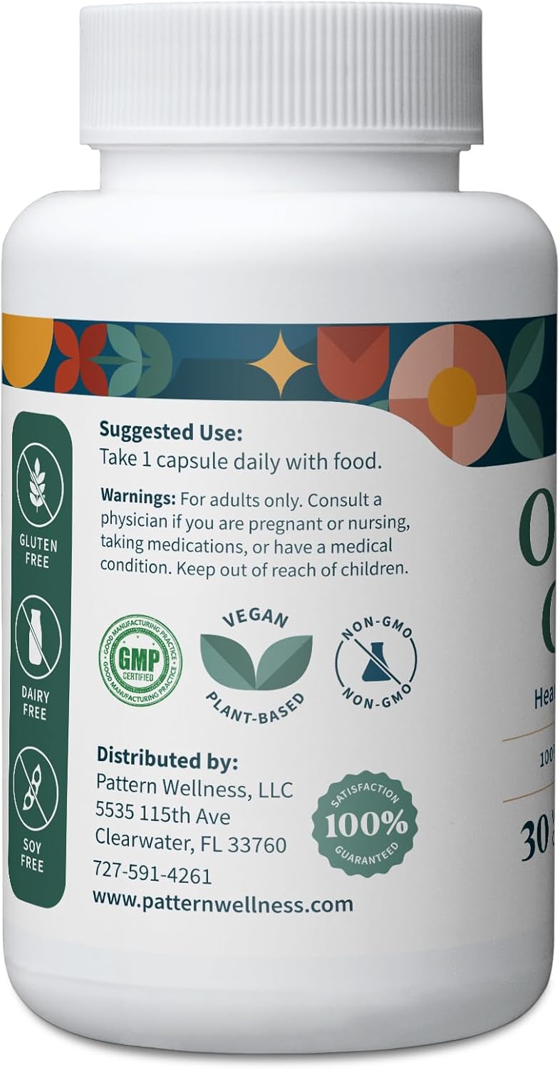 Pattern Wellness Odorless Organic Garlic – 1000mg – Immune, Circulatory & Heart Health Support – Non-GMO & Gluten Free – 30 Vegan Capsules