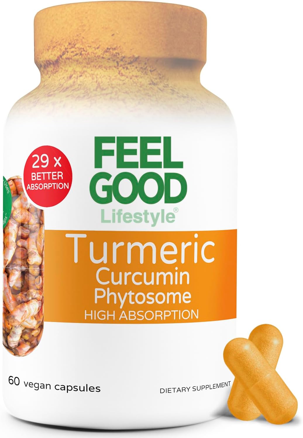 Turmeric Curcumin Capsules - Ultra High Absorption - 60ct - 1000mg per Serving