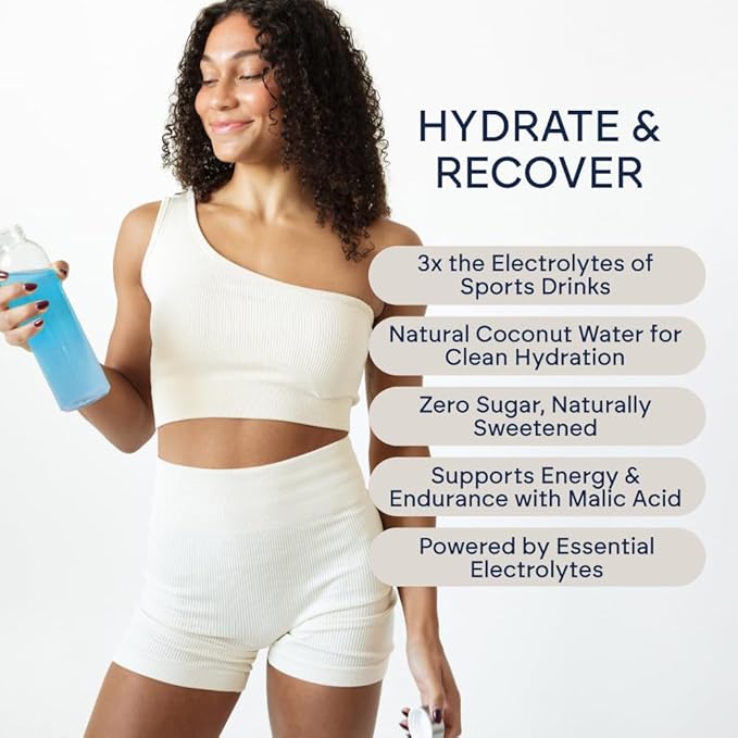 Belle HydroBelle Electrolyte Powder Drink Mix, Blue Razz, Sugar Free Hydration Packets Made with Coconut Water and Electrolytes, Vegan, Keto, and Dairy Free, Travel Friendly, 32 Count