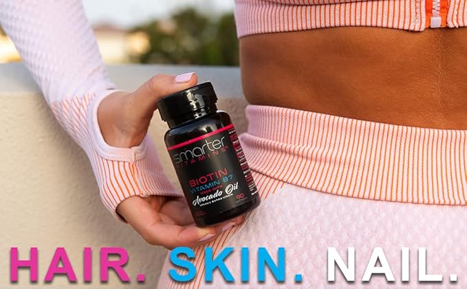 (2 Pack) Smarter Biotin 5000mcg in Avocado Oil, Vitamin B7, Non-GMO, 90 Mini Liquid Softgels, No Soy