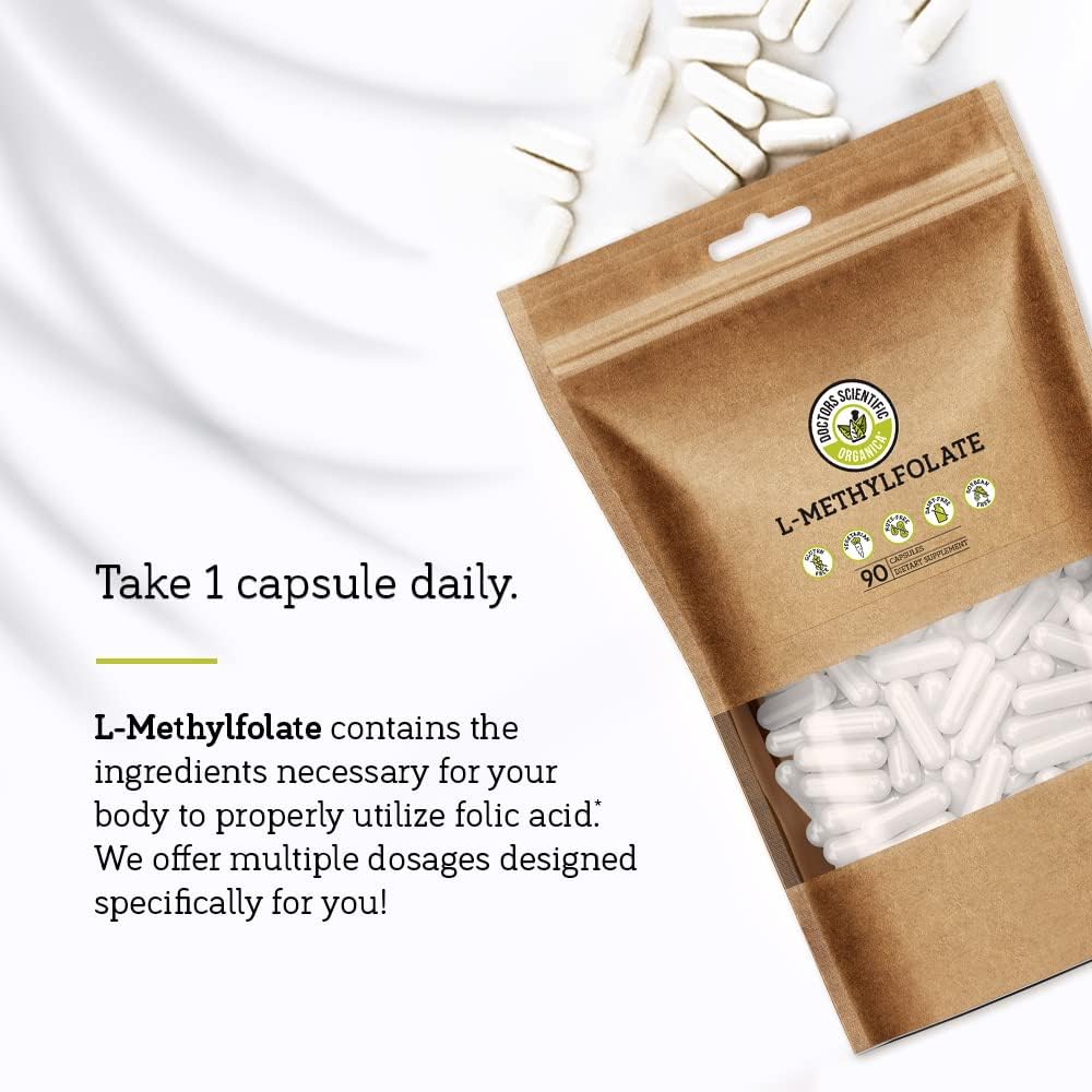 DSO L Methylfolate 1mg (5 MTHF Supplement) - 90 Vegan Capsules (1 mg) - Active L Methyl Folate Supplement for Homocysteine Control - Folic Acid Vitamin - Eco-Friendly Packaging