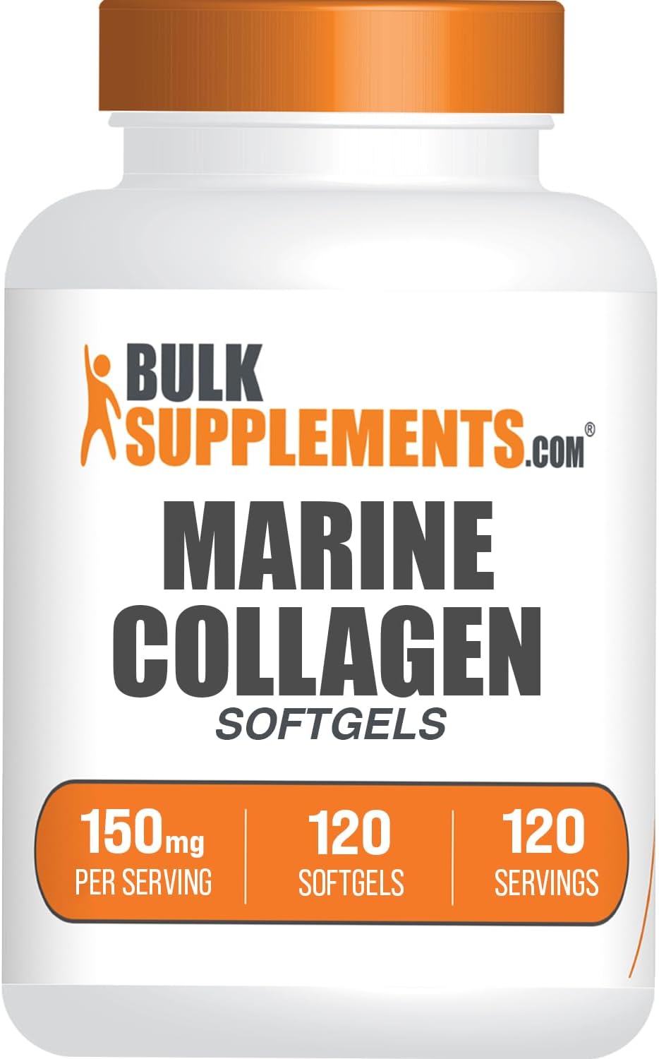 BulkSupplements.com Marine Collagen Softgels - Collagen Supplement, Collagen for Women & Men, 150mg of Collagen - Gluten Free, 1 Softgel per Serving, 120 Count (Pack of 1)