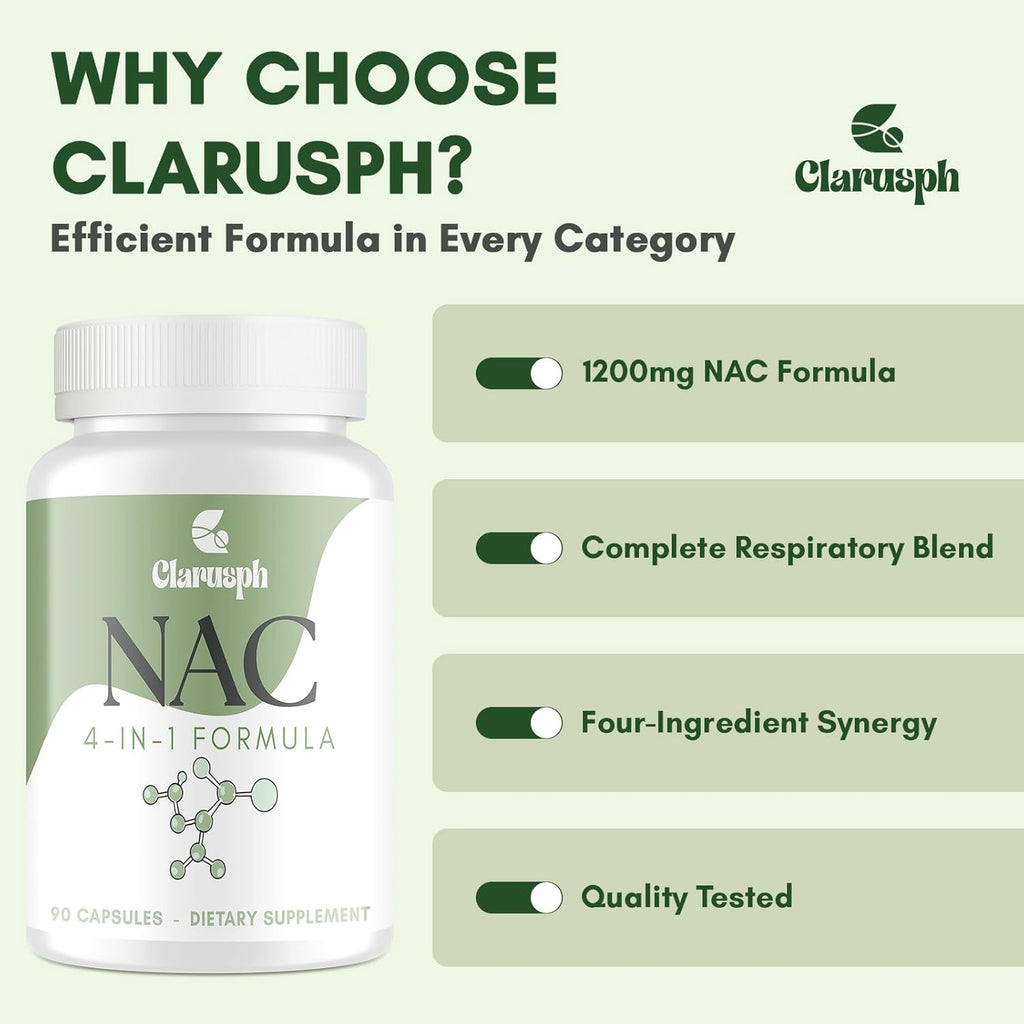 High Dose NAC Supplement 1200mg | N-Acetyl Cysteine Amino Acid Supplement for Respiratory | Antioxidants Supplements for Overall Well-Being | 180 Capsules