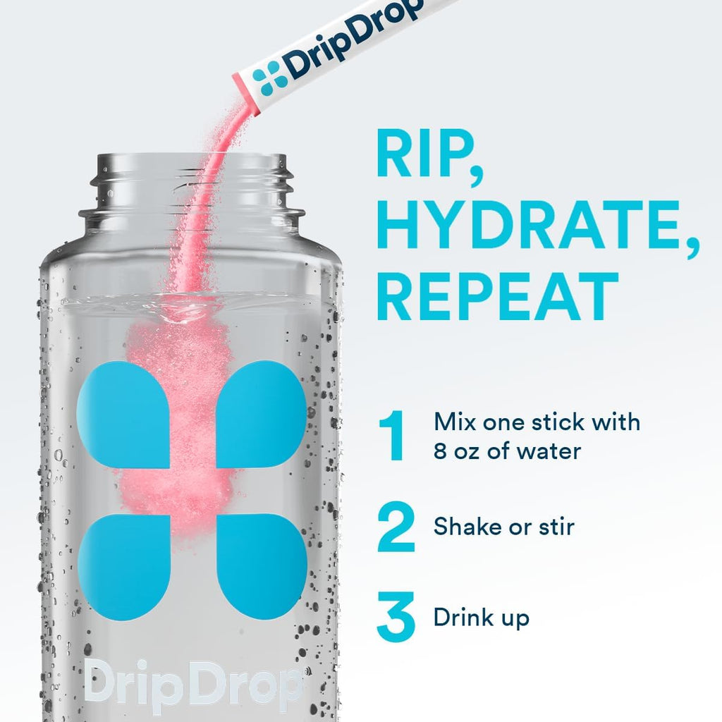 DripDrop Sugar Free Hydration Packets - Zero Classic Variety Pack - Single Serve Electrolytes Powder Drink Mix - Lemon Lime, Watermelon, Peach, Passion Fruit - Non-GMO, Gluten Free, Vegan - 16 Sticks