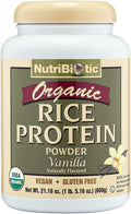 NutriBiotic Certified Organic Rice Protein Vanilla, 1 Lb. 5 Oz | Low Carbohydrate Vegan Protein Powder | Raw, Certified Kosher & Keto Friendly | Made Without Chemicals, GMOs & Gluten | Easy to Digest
