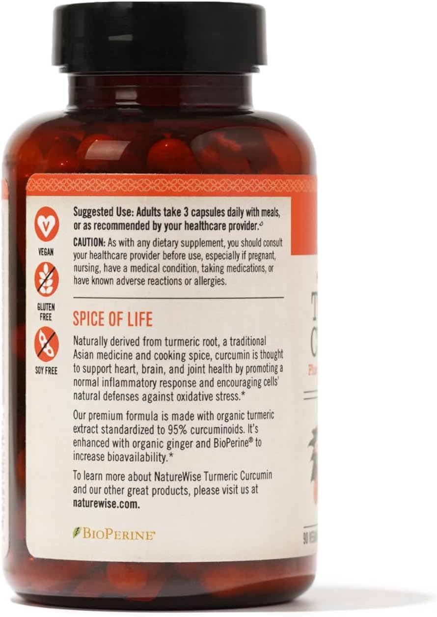 NatureWise Curcumin Turmeric 2250mg - 95% Curcuminoids & BioPerine Black Pepper Extract for Advanced Absorption - Daily Joint and Immune Health Support - Vegan, Non-GMO, 90 Count[30-Day Supply]