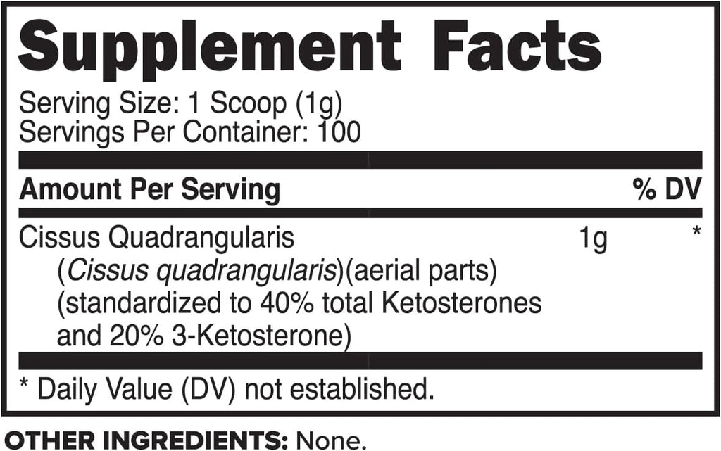 PrimaForce Cissus Quadrangularis Extract, - Unflavored Powder, 100 Grams