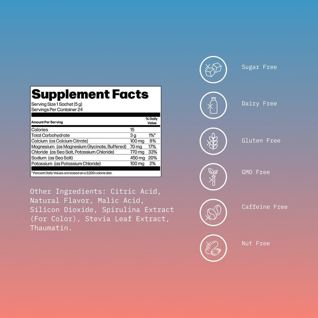 Mikra Hydrate Electrolytes Powder Packets, Sugar Free Hydration Powder Sticks, Naturally Flavored Electrolyte Drink Mix for Needed Hydration Support, Daily Wellness & Workout, Blue Raspberry, 24 Pack