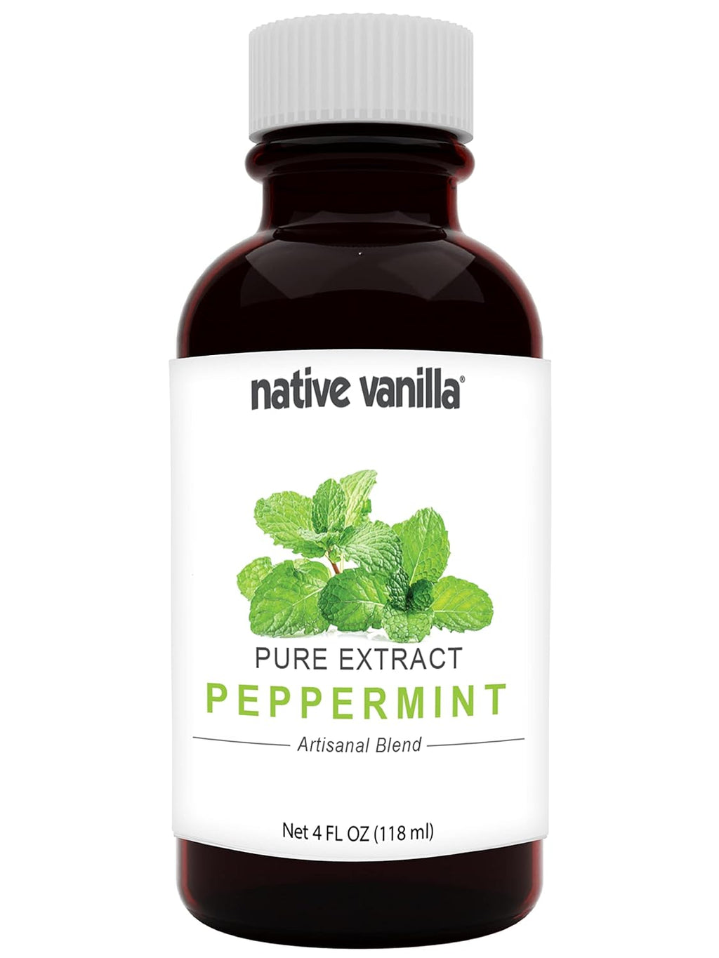 Native Vanilla - Pure Peppermint Extract - 4 Fl Oz - Pure Flavors and Extracts - Perfect for Cooking, Baking, and Dessert Crafting