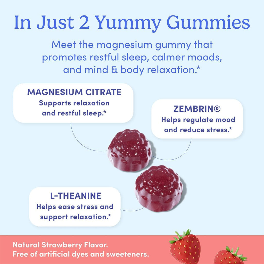 FIRST DAY Women’s Nighttime Reset Calming Magnesium Gummies – Sleep Aid Supports Peaceful Rest, Balanced Mood & Energy – Supplement with Magnesium Citrate, L-Theanine & No Melatonin – 30-Day Supply