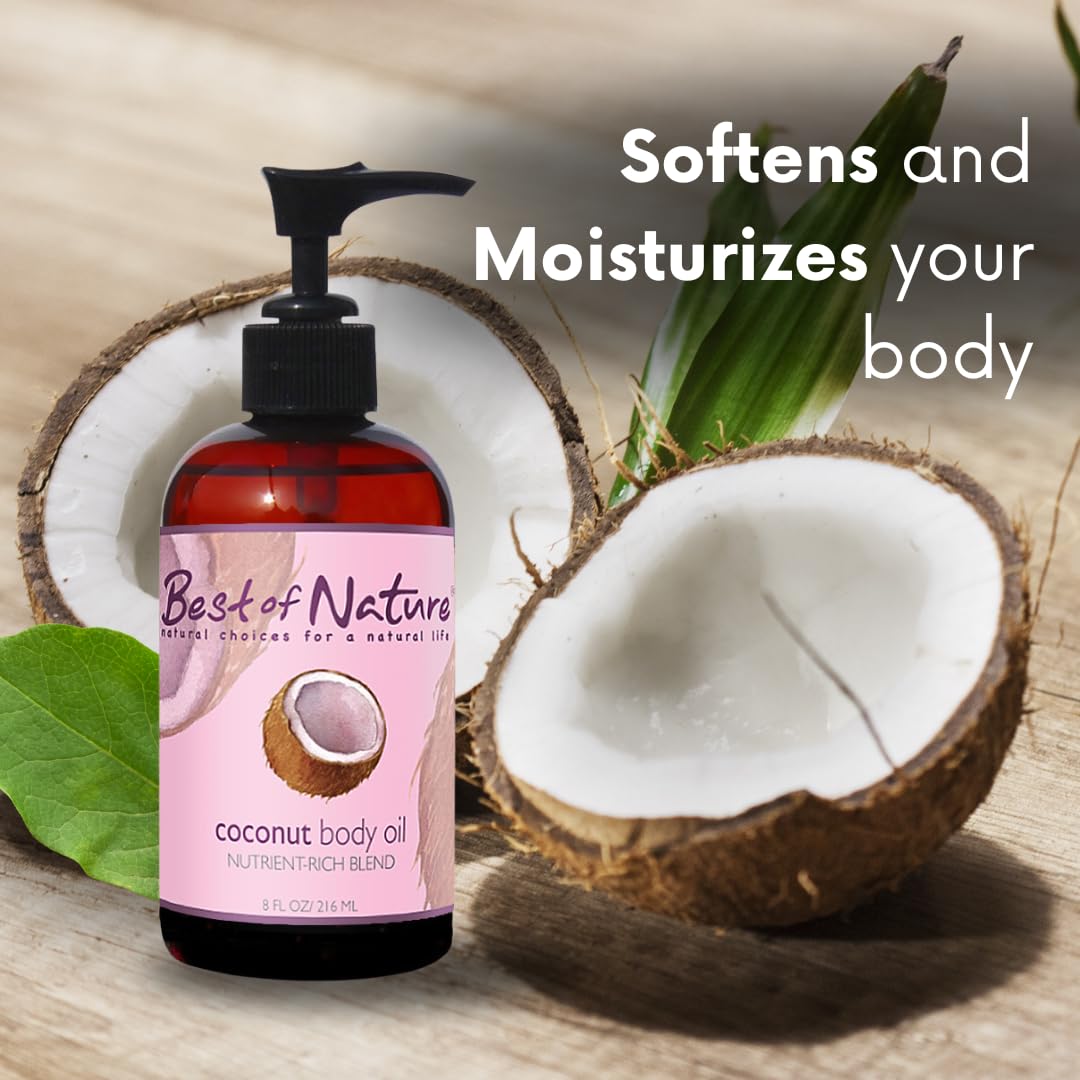Best of Nature 100% Pure Fractionated Coconut Oil - Liquid MCT Massage & Body Oil, Unscented Moisturizer for Hair, Skin, Face, Aromatherapy Carrier for Essential Oils, Half Gallon (64 fl oz)