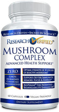 Research Verified Mushroom Complex - Support Immunity, Boost Antioxidants, Improve Cognitive Function - 10 Mushrooms Including Reishi, Maitake, and Shiitake - 60 Capsules - Vegan