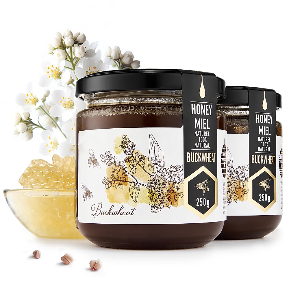 HONIGMA® Raw Buckwheat Honey | Exquisite Taste | 100% Pure | Unpasteurized | Unfiltered | Partially crystallized | 250g/8.8oz
